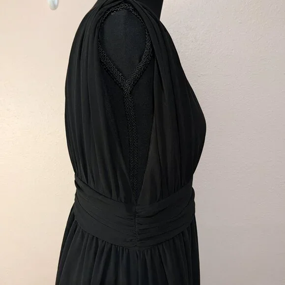Lulus Size Medium Heavenly Hues Black Chiffon Deep V-Neck Maxi Dress - Picture 6 of 12
